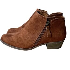 Arizona Jean Co Galen Brown‎ Faux Suede Ankle Boots Womens 9.5M Low Block Heel